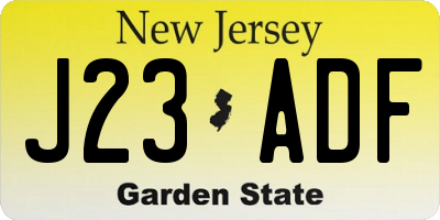 NJ license plate J23ADF