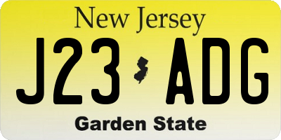 NJ license plate J23ADG