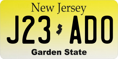 NJ license plate J23ADO