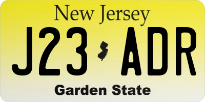 NJ license plate J23ADR