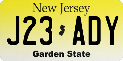NJ license plate J23ADY