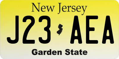 NJ license plate J23AEA