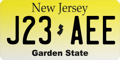NJ license plate J23AEE