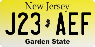 NJ license plate J23AEF