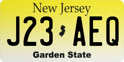 NJ license plate J23AEQ