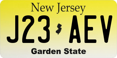 NJ license plate J23AEV