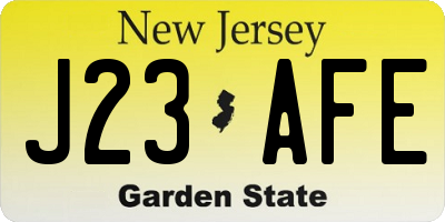 NJ license plate J23AFE
