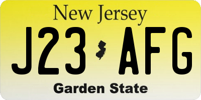 NJ license plate J23AFG