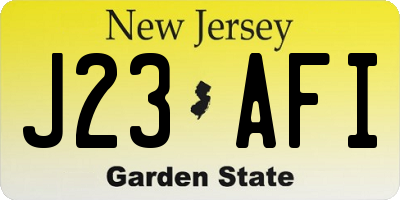 NJ license plate J23AFI