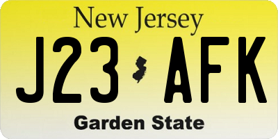 NJ license plate J23AFK