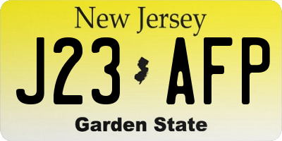 NJ license plate J23AFP