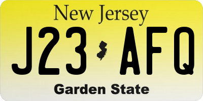 NJ license plate J23AFQ