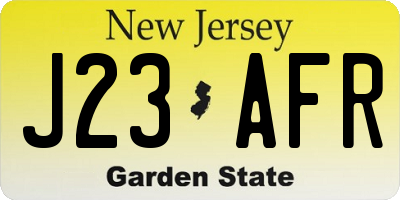 NJ license plate J23AFR