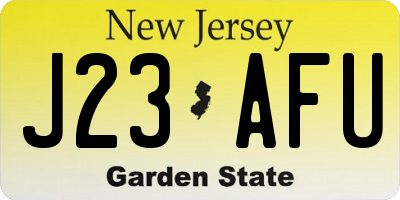 NJ license plate J23AFU