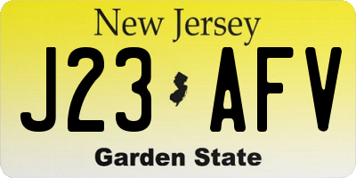 NJ license plate J23AFV