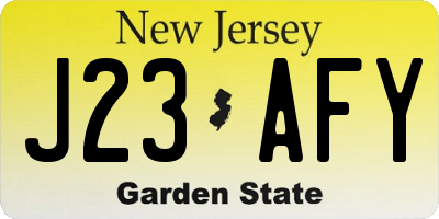 NJ license plate J23AFY