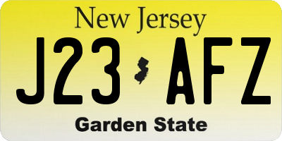 NJ license plate J23AFZ