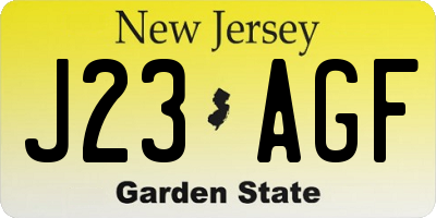 NJ license plate J23AGF