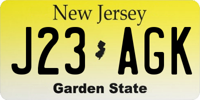 NJ license plate J23AGK