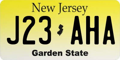 NJ license plate J23AHA
