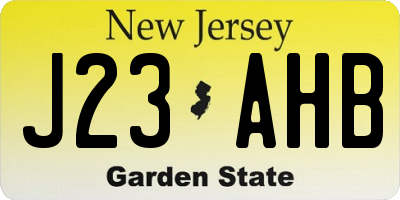 NJ license plate J23AHB