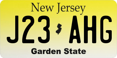 NJ license plate J23AHG