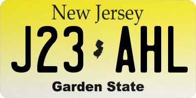 NJ license plate J23AHL