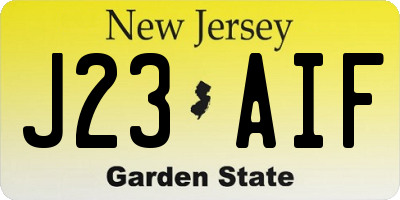 NJ license plate J23AIF