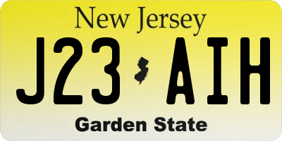 NJ license plate J23AIH