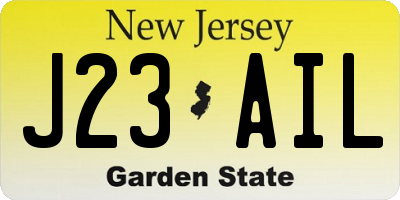 NJ license plate J23AIL