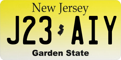 NJ license plate J23AIY