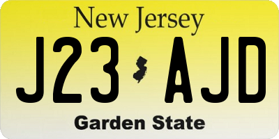 NJ license plate J23AJD