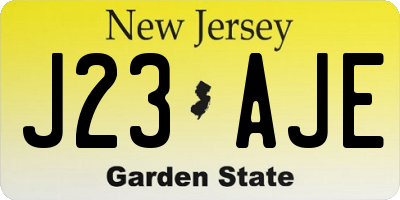 NJ license plate J23AJE