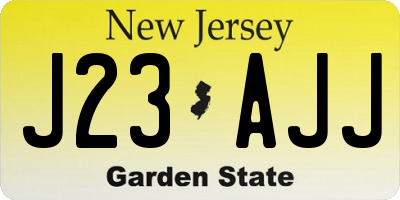 NJ license plate J23AJJ
