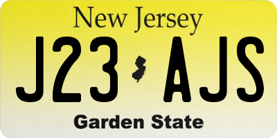 NJ license plate J23AJS
