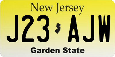 NJ license plate J23AJW