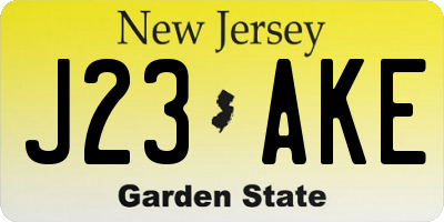 NJ license plate J23AKE