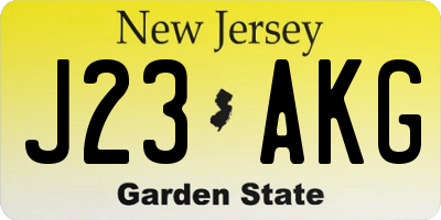 NJ license plate J23AKG