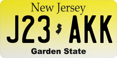 NJ license plate J23AKK