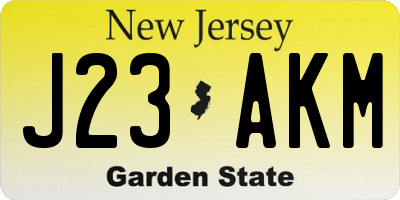 NJ license plate J23AKM