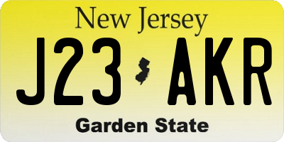 NJ license plate J23AKR