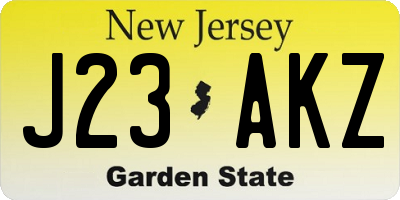 NJ license plate J23AKZ