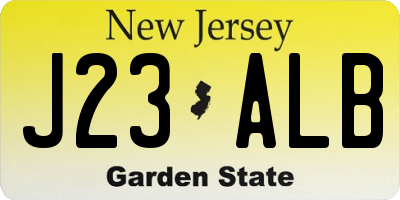 NJ license plate J23ALB