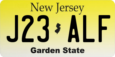NJ license plate J23ALF