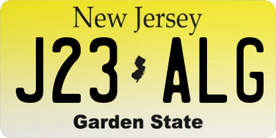NJ license plate J23ALG