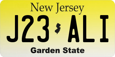 NJ license plate J23ALI