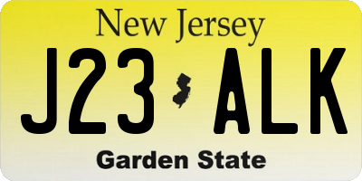 NJ license plate J23ALK