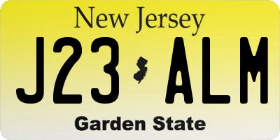 NJ license plate J23ALM