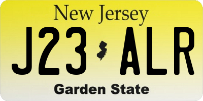 NJ license plate J23ALR