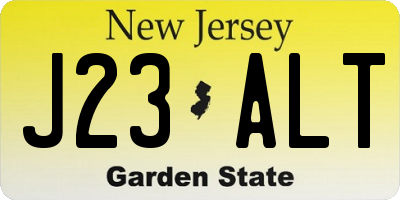 NJ license plate J23ALT